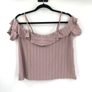 AMERICAN EAGLE Soft & Sexy Off Shoulder Top Stretch Blouse Striped Viscose Large